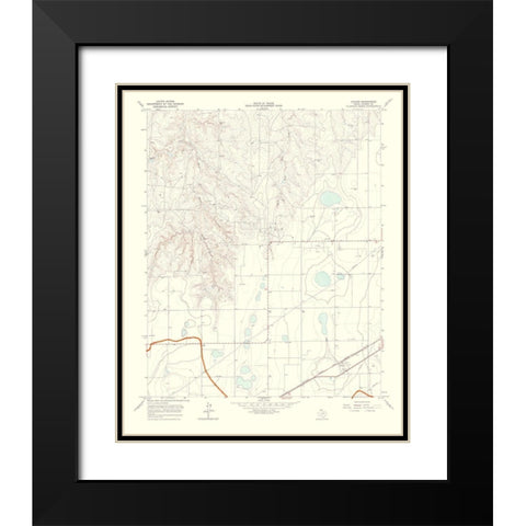 Cuyler Texas Quad - USGS 1967 Black Modern Wood Framed Art Print with Double Matting by USGS