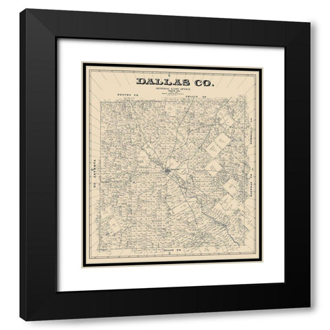 Dallas Texas Landowner - Land Office 1884 Black Modern Wood Framed Art Print with Double Matting by Land Office
