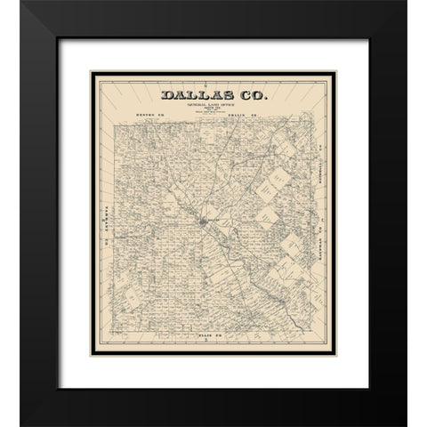 Dallas Texas Landowner - Land Office 1884 Black Modern Wood Framed Art Print with Double Matting by Land Office