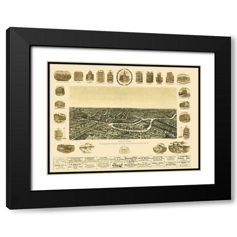 Dallas Texas - Giraud 1892 Black Modern Wood Framed Art Print with Double Matting by Giraud