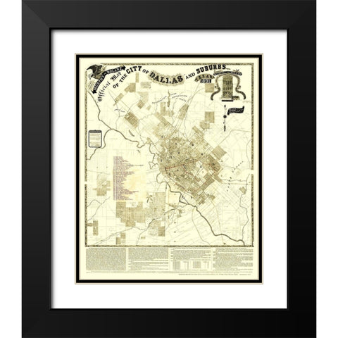 Dallas, Suburbs Texas Landowner - Murphy 1891 Black Modern Wood Framed Art Print with Double Matting by Murphy