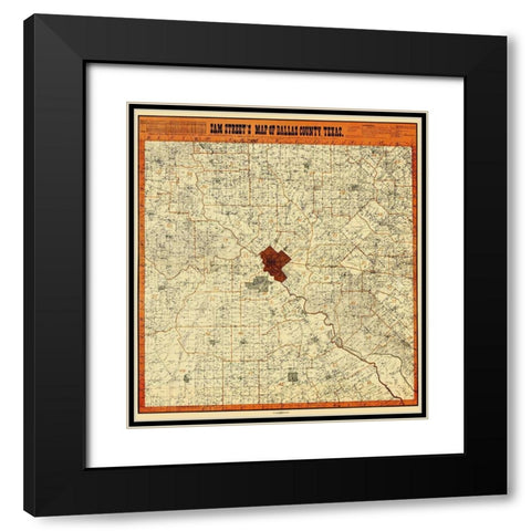 Dallas Texas Landowner - Street 1902 Black Modern Wood Framed Art Print with Double Matting by Street