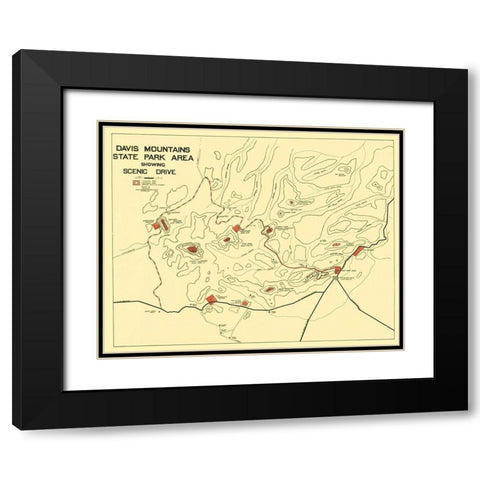Davis Mountains State Park Texas - Swartz 1935 Black Modern Wood Framed Art Print with Double Matting by Swartz
