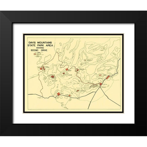 Davis Mountains State Park Texas - Swartz 1935 Black Modern Wood Framed Art Print with Double Matting by Swartz