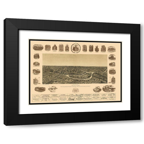 Dallas Texas - Giraud 1892 Black Modern Wood Framed Art Print with Double Matting by Giraud