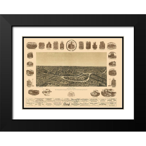 Dallas Texas - Giraud 1892 Black Modern Wood Framed Art Print with Double Matting by Giraud