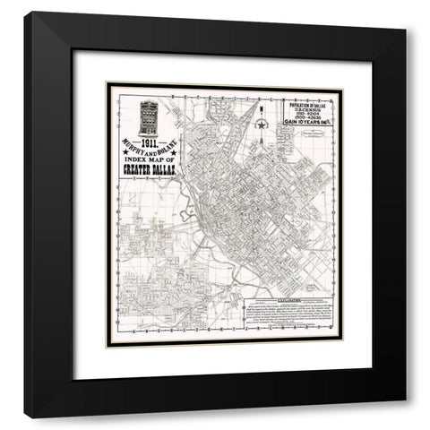 Dallas Texas - Murphy 1911 Black Modern Wood Framed Art Print with Double Matting by Murphy