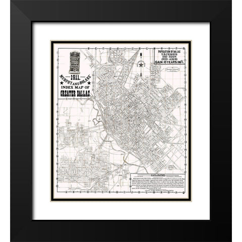 Dallas Texas - Murphy 1911 Black Modern Wood Framed Art Print with Double Matting by Murphy