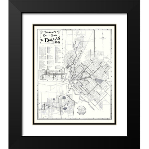 Dallas Texas Key and Guide - Tarrant 1921 Black Modern Wood Framed Art Print with Double Matting by Tarrant