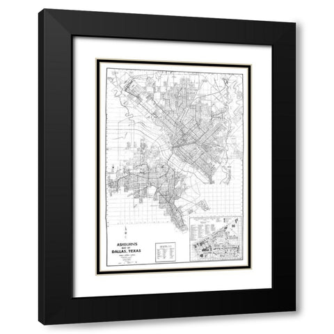 Dallas Texas - Ashburn 1936 Black Modern Wood Framed Art Print with Double Matting by Ashburn