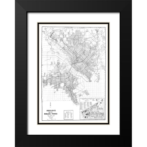 Dallas Texas - Ashburn 1936 Black Modern Wood Framed Art Print with Double Matting by Ashburn