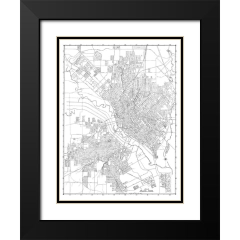 Dallas Texas - 1936 Black Modern Wood Framed Art Print with Double Matting by Unknown