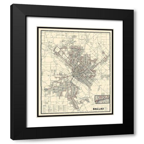 Dallas Texas - Dallas Railway 1941 Black Modern Wood Framed Art Print with Double Matting by Dallas Railway