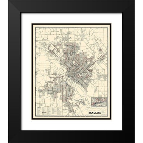 Dallas Texas - Dallas Railway 1941 Black Modern Wood Framed Art Print with Double Matting by Dallas Railway