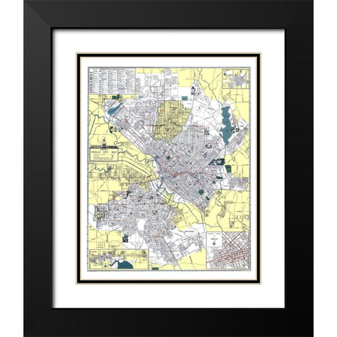Dallas Texas - Ashburn 1948 Black Modern Wood Framed Art Print with Double Matting by Ashburn