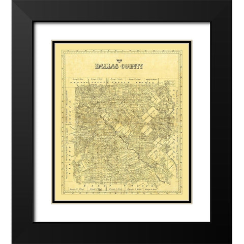 Dallas County Texas Black Modern Wood Framed Art Print with Double Matting by Unknown