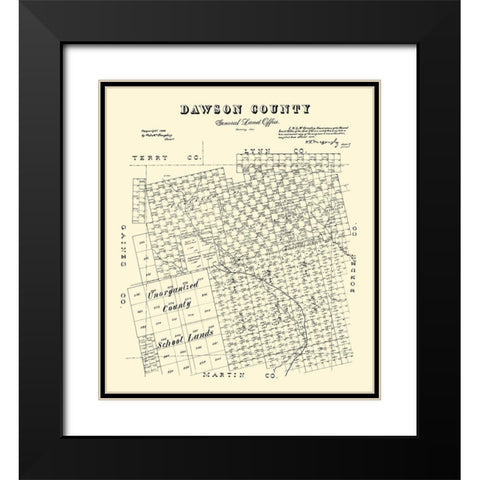 Dawson County Texas - McGaughey 1892 Black Modern Wood Framed Art Print with Double Matting by McGaughey