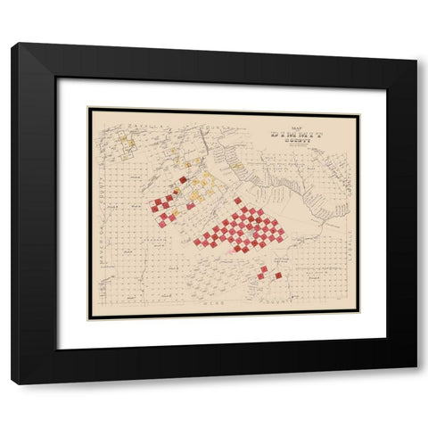 Dimmit County Texas -1897 Black Modern Wood Framed Art Print with Double Matting by Unknown