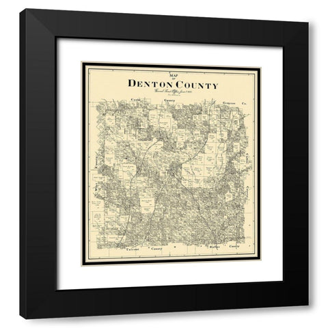 Denton Texas Landowner - General Land Office 1897 Black Modern Wood Framed Art Print with Double Matting by Land Office