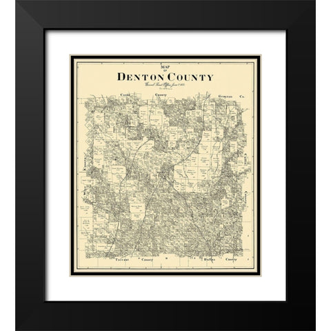 Denton Texas Landowner - General Land Office 1897 Black Modern Wood Framed Art Print with Double Matting by Land Office