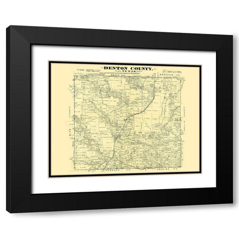 Denton Texas - Land Office 1878 Black Modern Wood Framed Art Print with Double Matting by Land Office