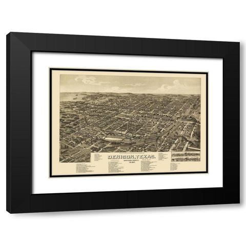 Denison Texas - Wellge 1886 Black Modern Wood Framed Art Print with Double Matting by Wellge