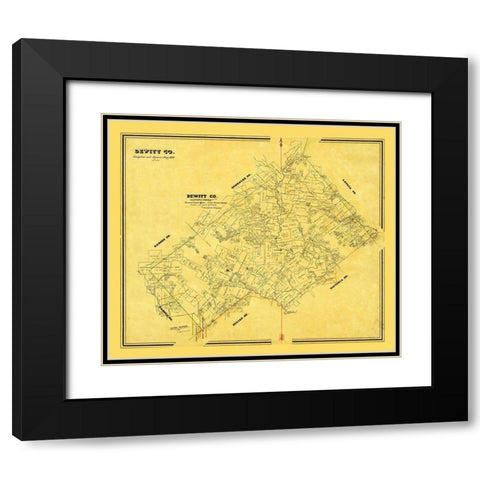 Dewitt County Texas - Arlitt 1870 Black Modern Wood Framed Art Print with Double Matting by Arlitt