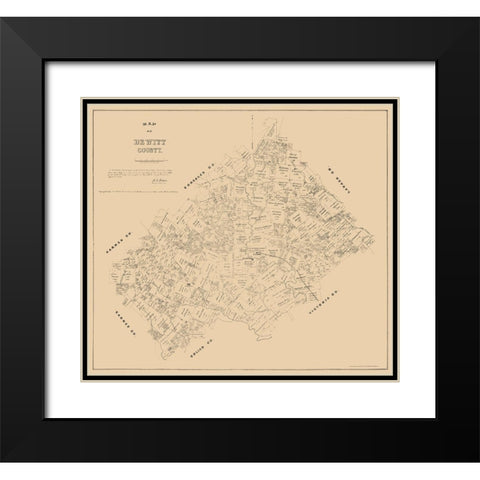 DeWitt County Texas - Walsh 1881 Black Modern Wood Framed Art Print with Double Matting by Walsh