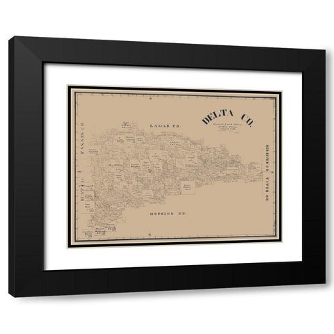 Delta County Texas - Blain 1889 Black Modern Wood Framed Art Print with Double Matting by Blain