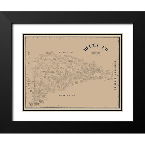 Delta County Texas - Blain 1889 Black Modern Wood Framed Art Print with Double Matting by Blain