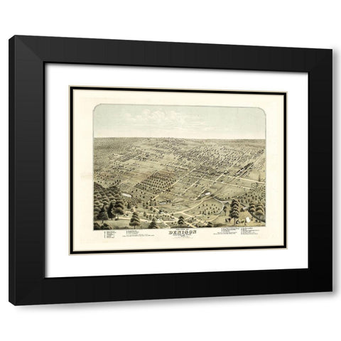 Denison Texas - Morse 1876 Black Modern Wood Framed Art Print with Double Matting by Morse