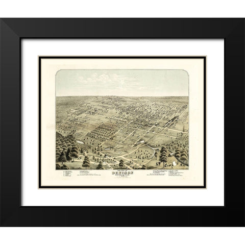 Denison Texas - Morse 1876 Black Modern Wood Framed Art Print with Double Matting by Morse