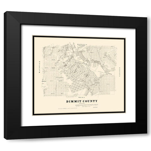 Dimmit County Texas - Walsh 1879 Black Modern Wood Framed Art Print with Double Matting by Walsh