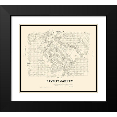 Dimmit County Texas - Walsh 1879 Black Modern Wood Framed Art Print with Double Matting by Walsh