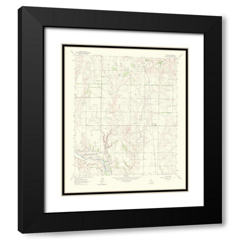 Dozier Texas Quad - USGS 1967 Black Modern Wood Framed Art Print with Double Matting by USGS