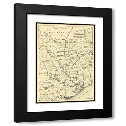 Texas State Railroads - 1873 Black Modern Wood Framed Art Print with Double Matting by Unknown