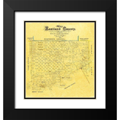 Eastland County Texas - Blan 1875 Black Modern Wood Framed Art Print with Double Matting by Blan