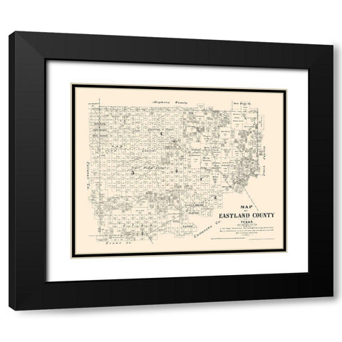 Eastland County Texas - Walsh 1879 Black Modern Wood Framed Art Print with Double Matting by Walsh