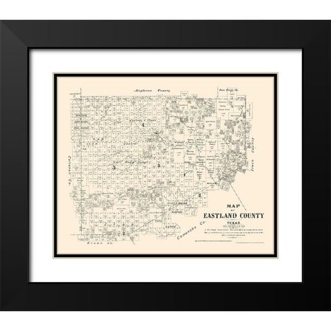 Eastland County Texas - Walsh 1879 Black Modern Wood Framed Art Print with Double Matting by Walsh