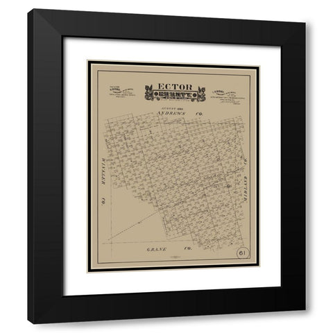 Ector County Texas - Hall 1889 Black Modern Wood Framed Art Print with Double Matting by Hall