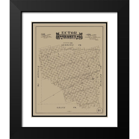 Ector County Texas - Hall 1889 Black Modern Wood Framed Art Print with Double Matting by Hall