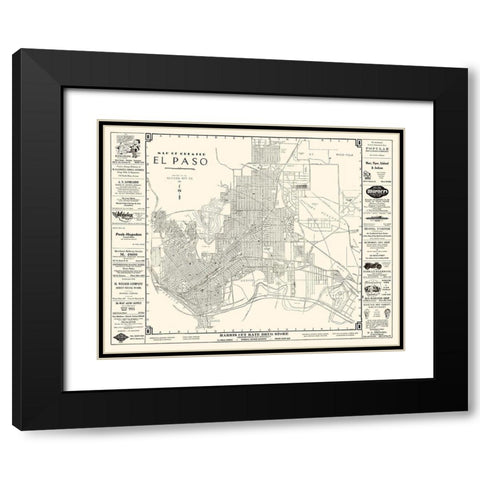 El Paso Texas - Western 1938 Black Modern Wood Framed Art Print with Double Matting by Western