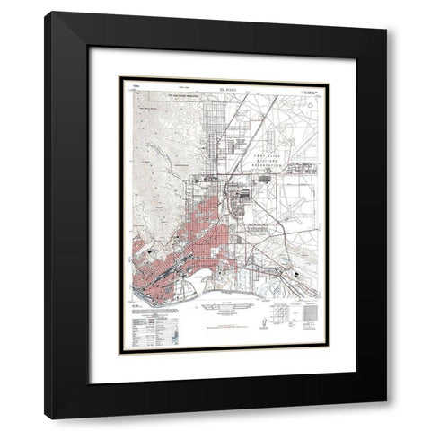 El Paso Texas Sheet - USGS 1947 Black Modern Wood Framed Art Print with Double Matting by USGS