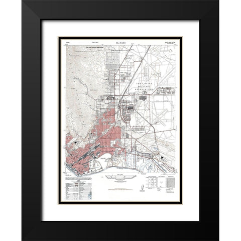 El Paso Texas Sheet - USGS 1947 Black Modern Wood Framed Art Print with Double Matting by USGS