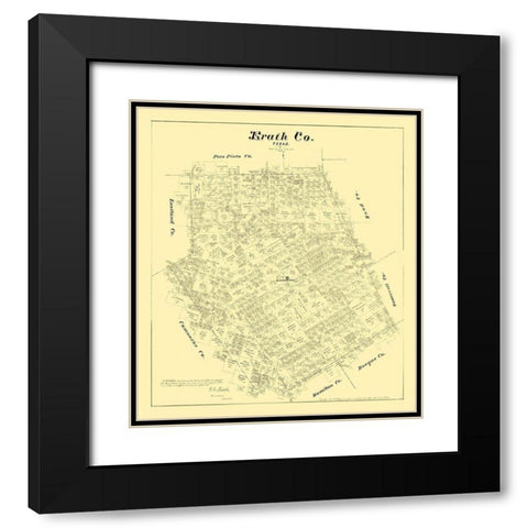 Erath County Texas - Walsh 1879 Black Modern Wood Framed Art Print with Double Matting by Walsh