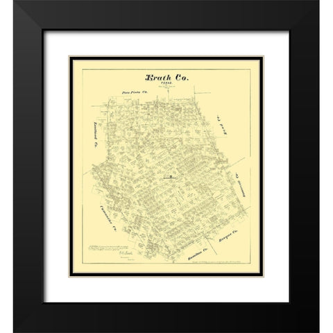 Erath County Texas - Walsh 1879 Black Modern Wood Framed Art Print with Double Matting by Walsh