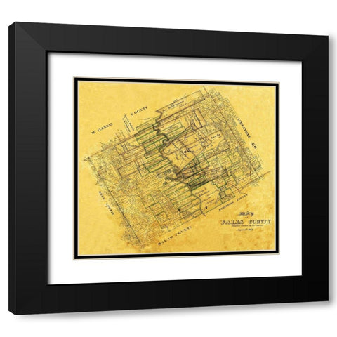 Falls County Texas - Martin 1868 Black Modern Wood Framed Art Print with Double Matting by Martin