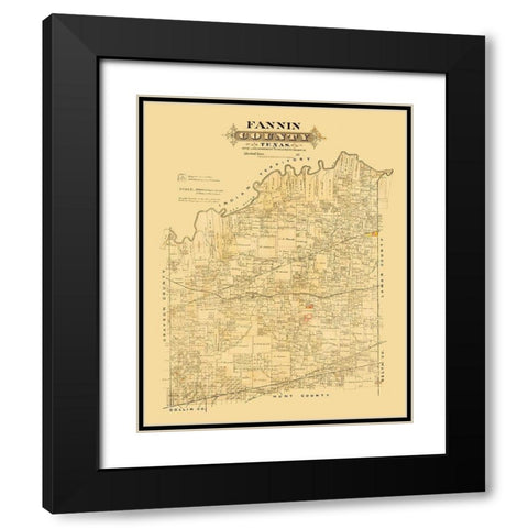 Fannin County Texas - Marshall 1870 Black Modern Wood Framed Art Print with Double Matting by Marshall