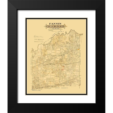 Fannin County Texas - Marshall 1870 Black Modern Wood Framed Art Print with Double Matting by Marshall
