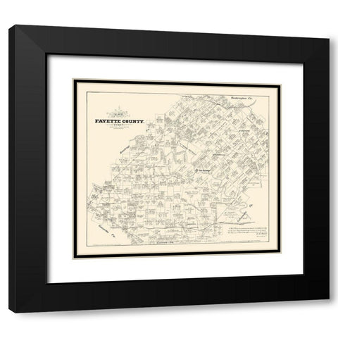 Fayette County Texas - Walsh 1879 Black Modern Wood Framed Art Print with Double Matting by Walsh